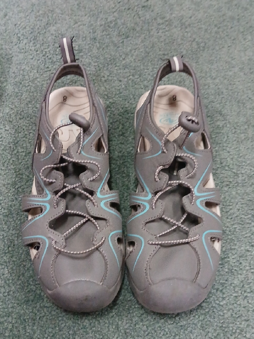 Athletic Works Gray Sneaker Sandal with Teal Logo